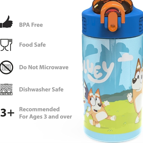 Colorful Blue and Orange Dog Design Cups Bottles Set 2 16oz - Picture 6 of 7